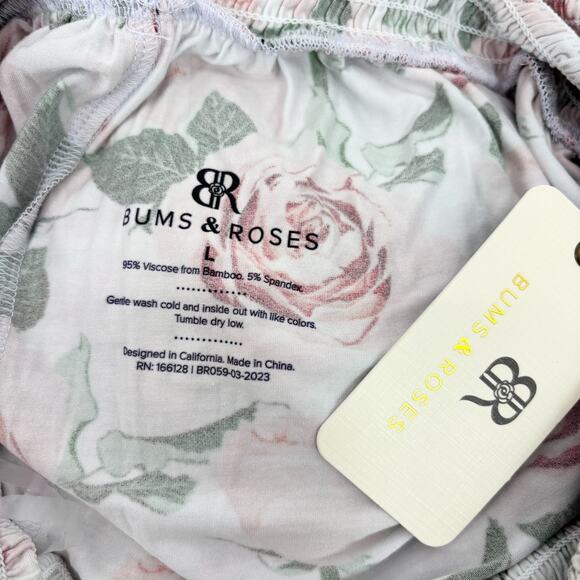 NEW Bums and Roses Mama Maxi Dress L Tiered Smocked Ruffle Floral Natural Bamboo - Picture 8 of 9